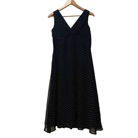 J. Crew Sophia Black Chiffon Polkadot Silk Dress Size 10 - Picture 5 of 6